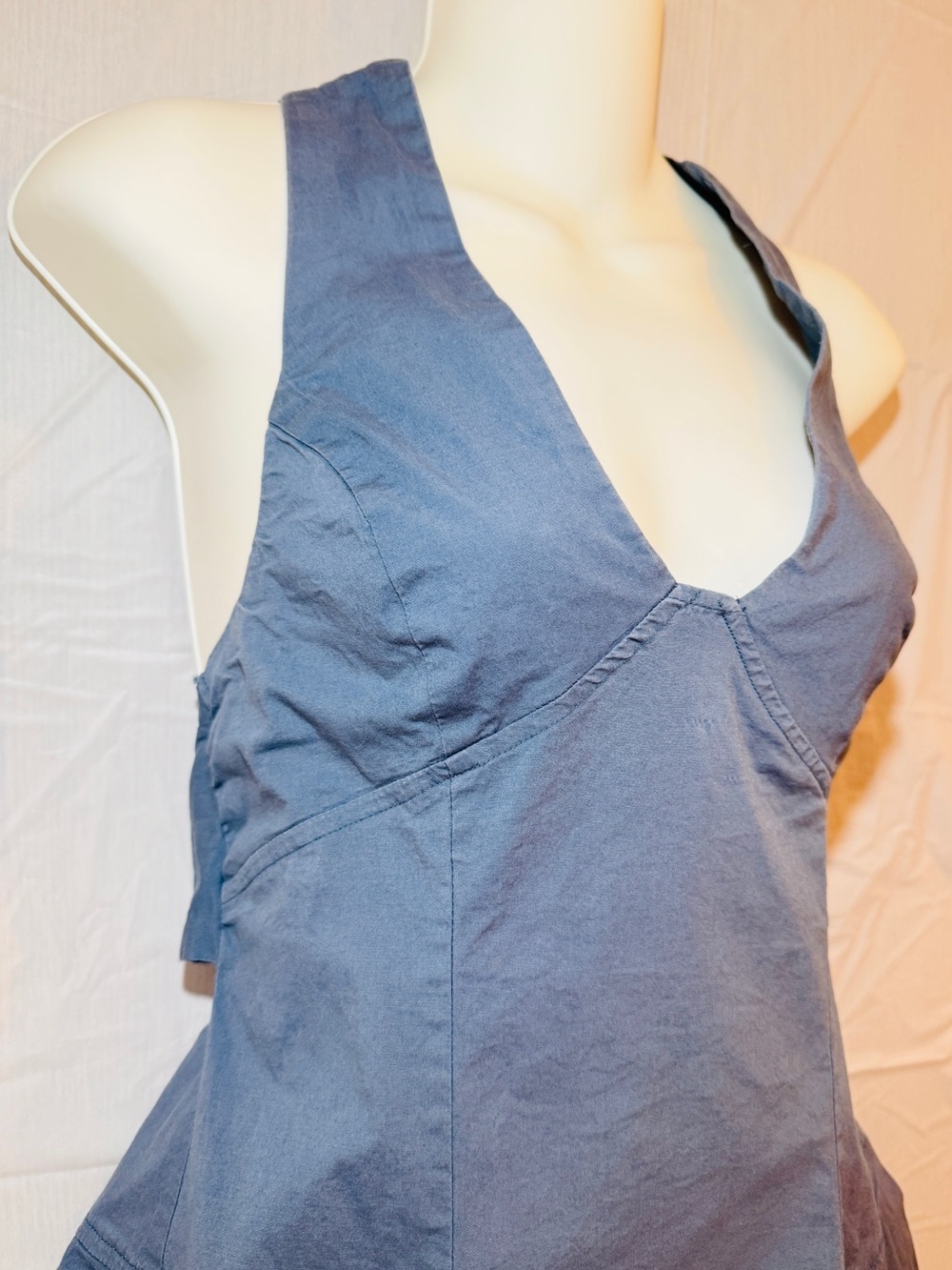 Free People Summer Boho Mini dress Open Back Crisscross adjustable Slate Blue S - Picture 4 of 15